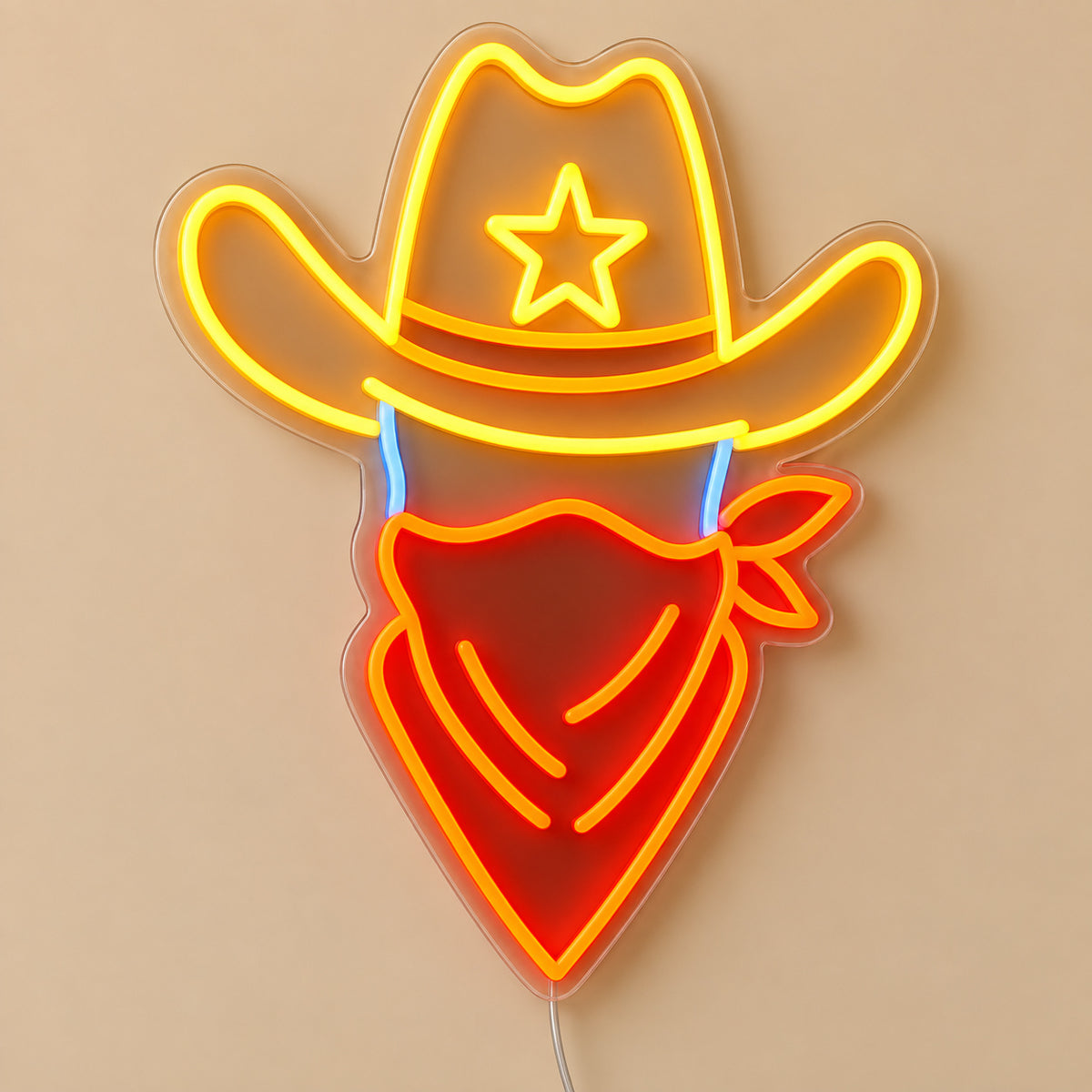 Outlaw Cowboy Hat LED Neon Sign Wall Neon Signs - Solid Background