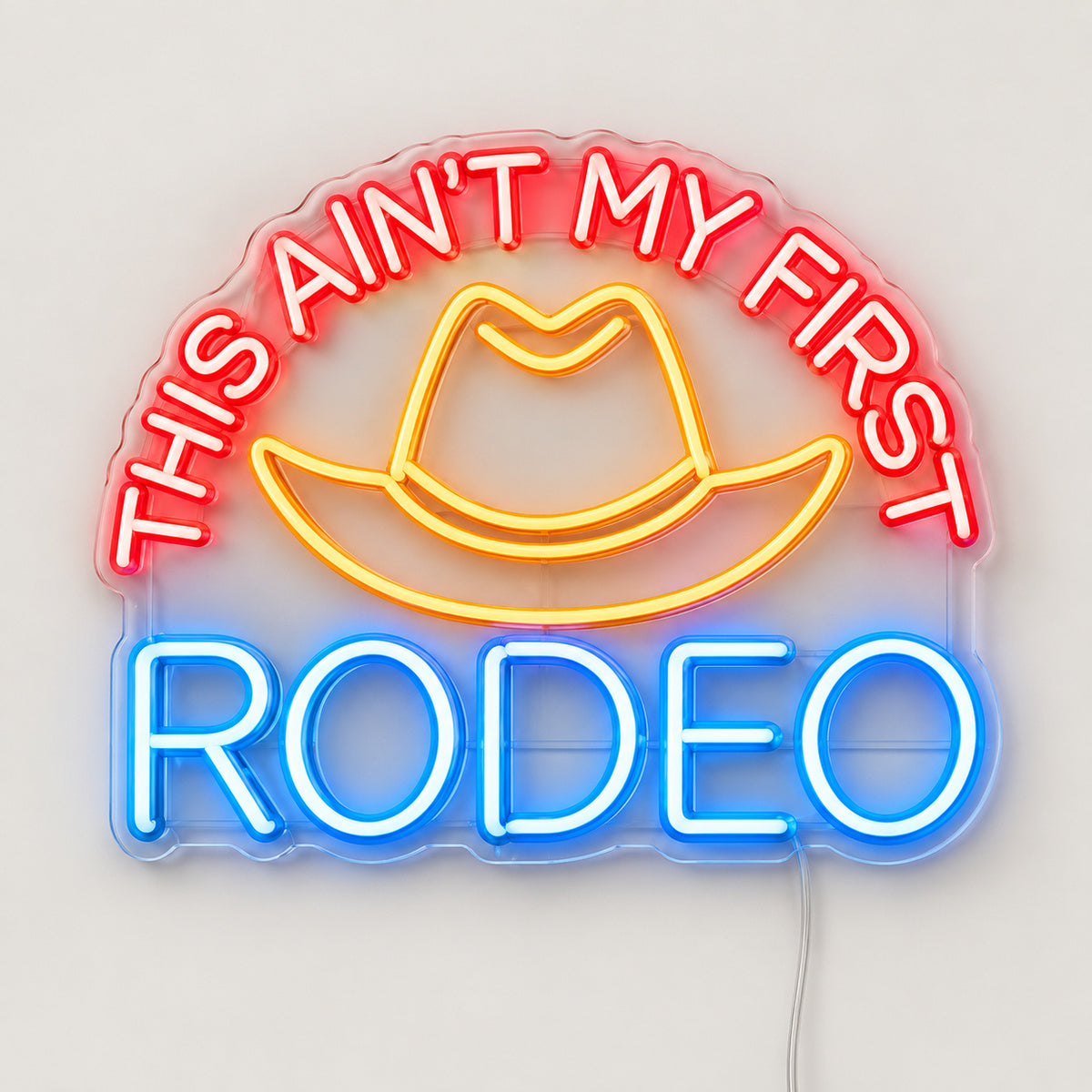 This Aint My First Rodeo Cowboy Hat Vintage LED Neon Sign Wall Neon Signs - Solid Background