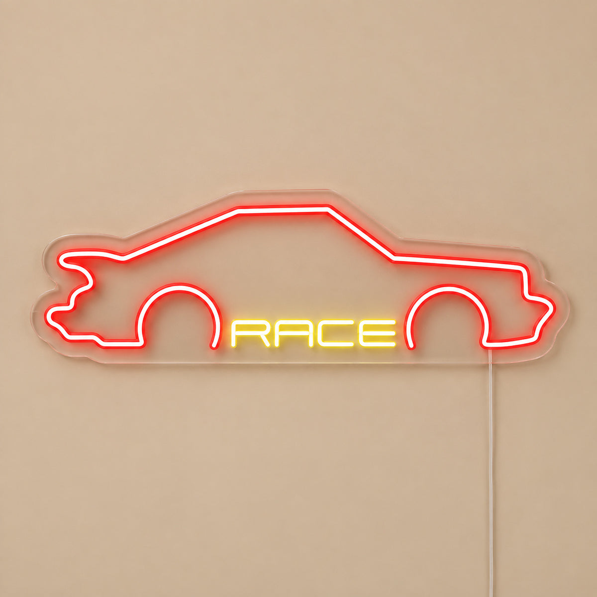 Race Sports Car LED Neon Sign Wall Neon Signs - Solid Background