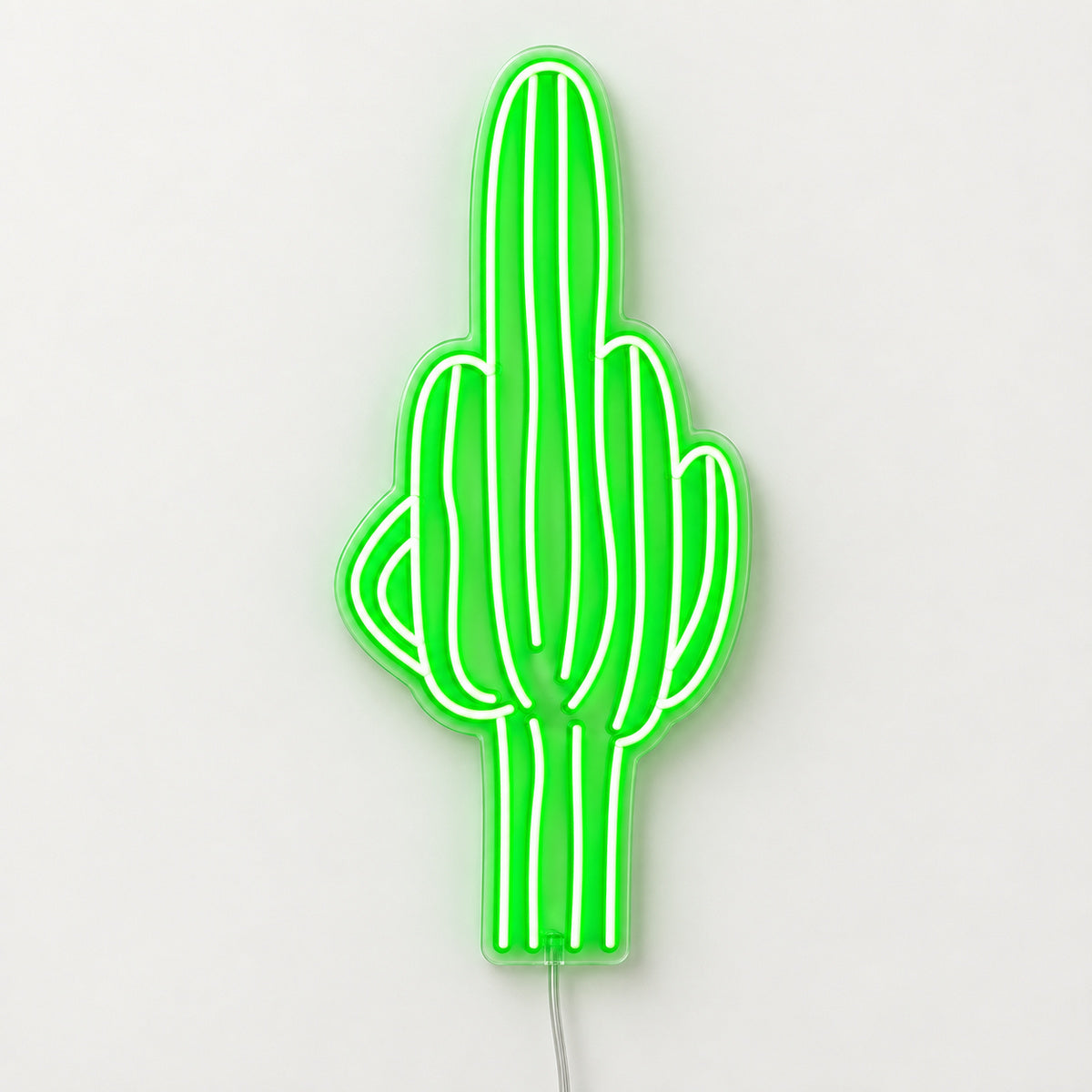 Tall Saguaro Cactus Vintage LED Neon Sign Wall Neon Signs - Solid Background
