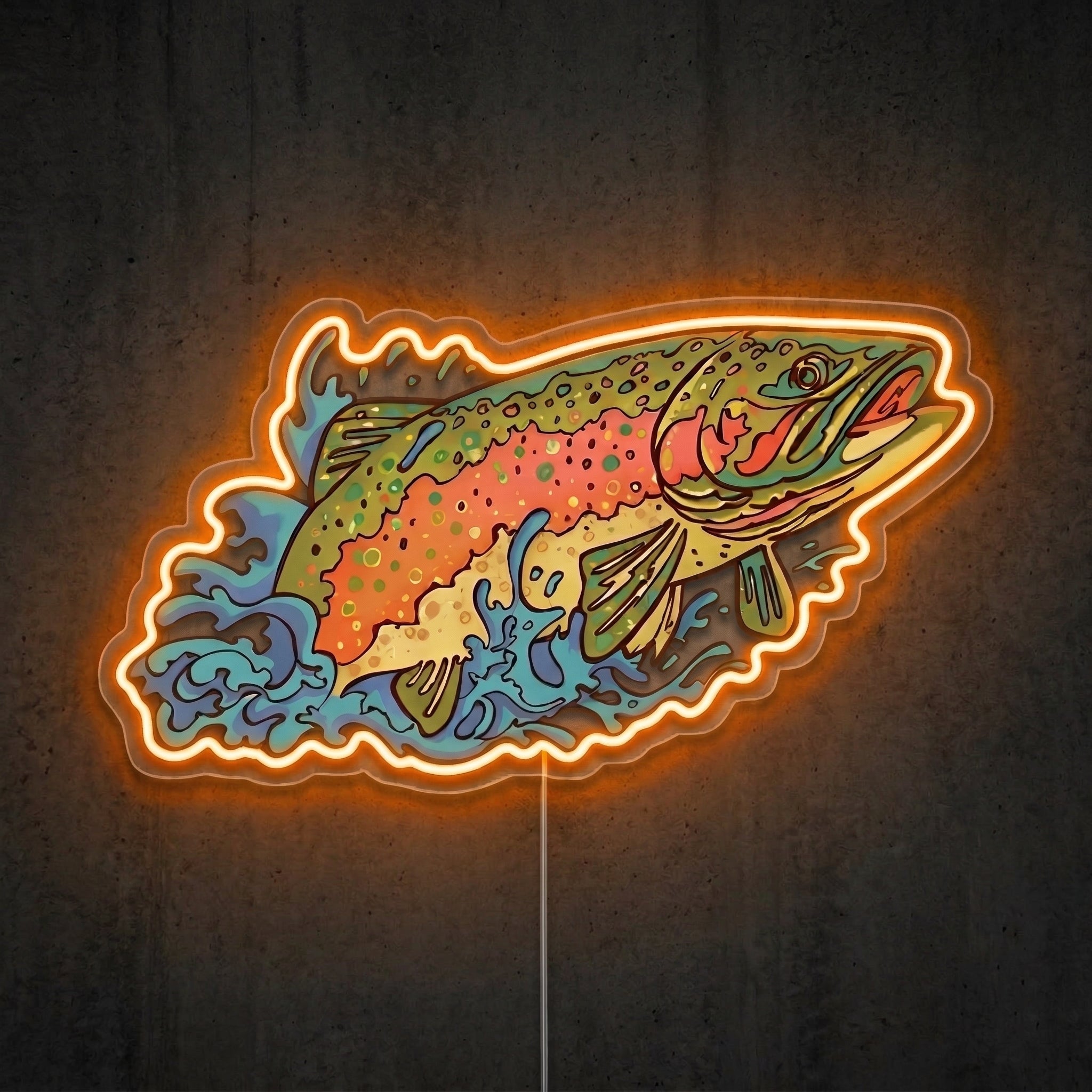 ShineNeon™ Rainbow Trout Splash neon sign USB Power - LED neon sign view 6
