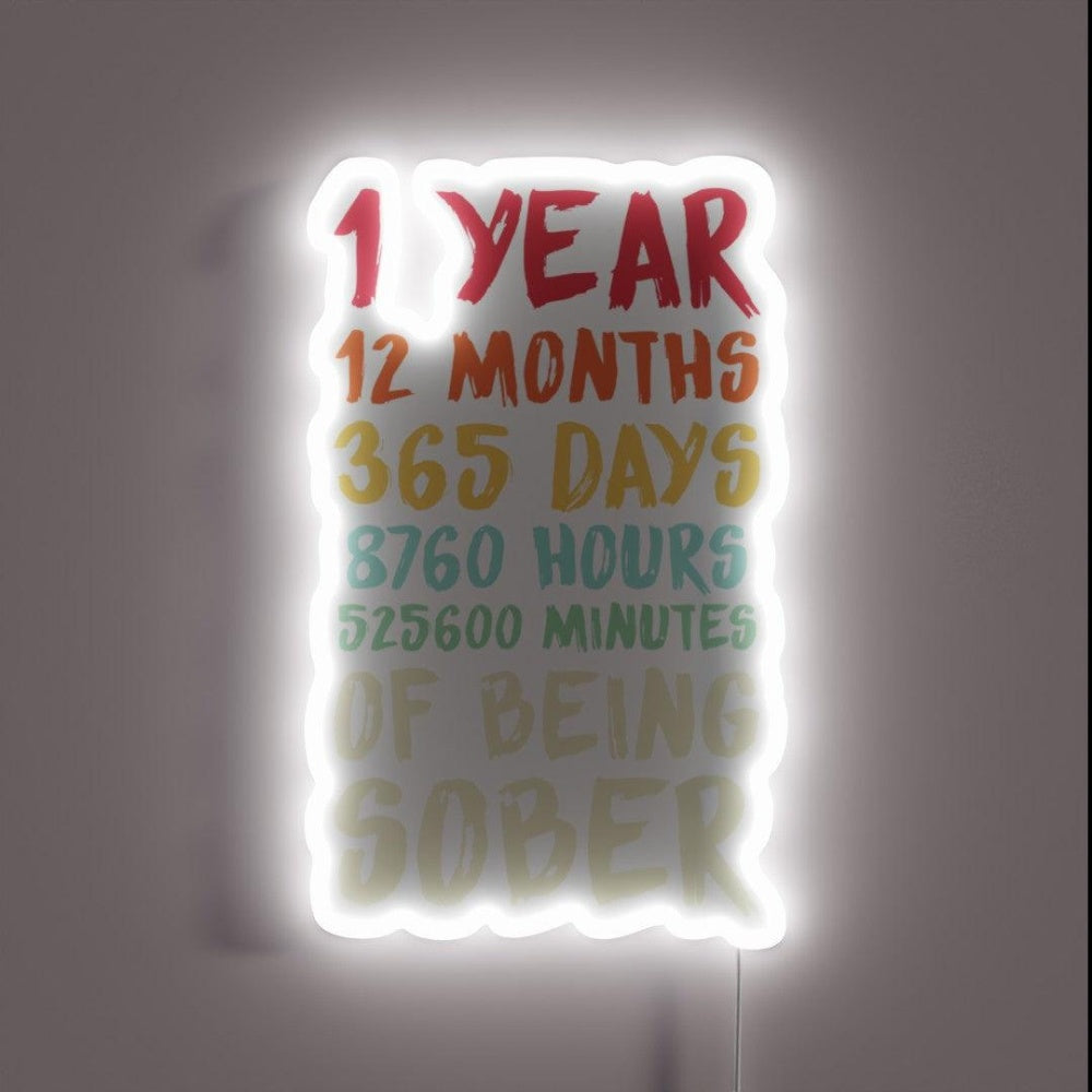 1 Year Sober Anniversary Rgb Led Neon Sign