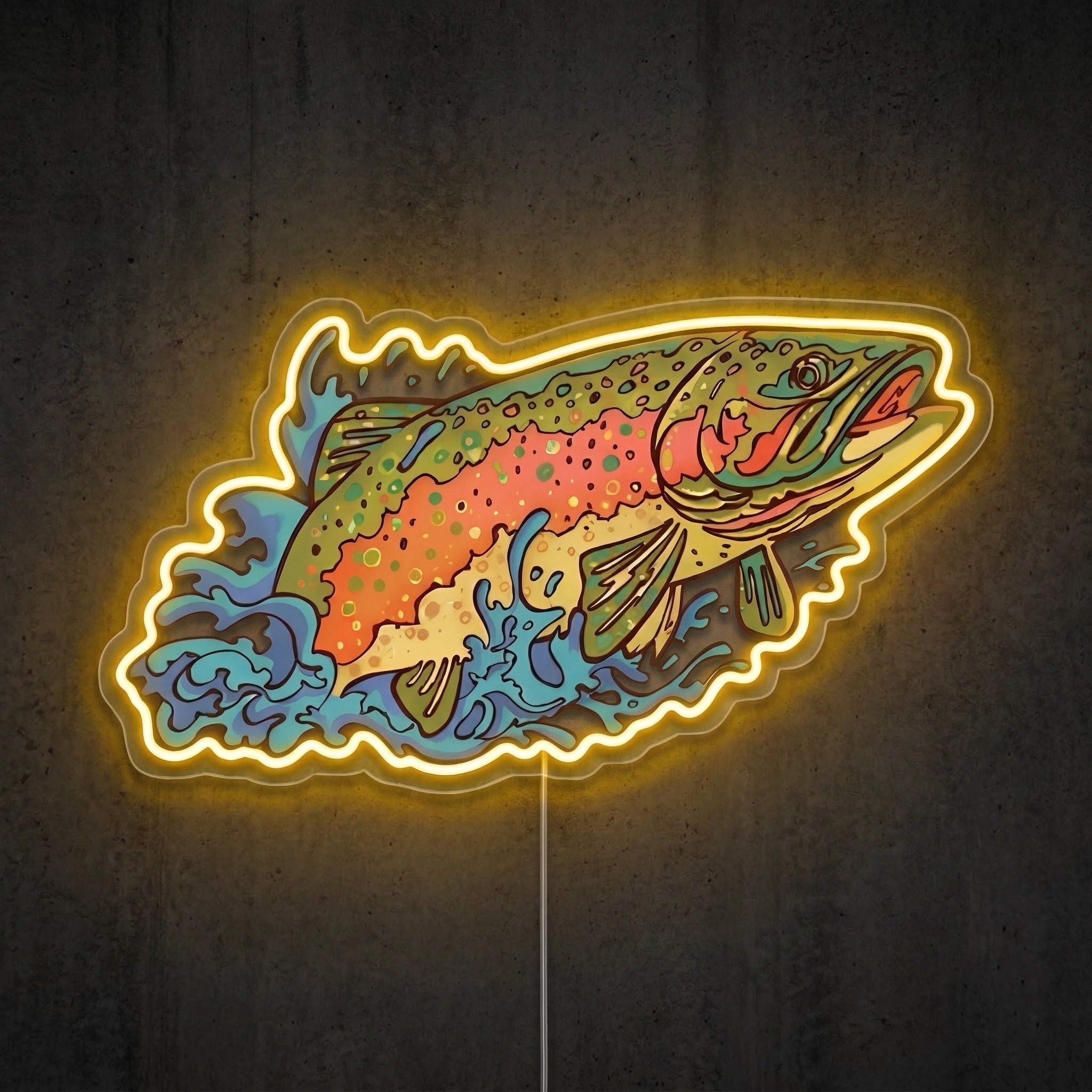 ShineNeon™ Rainbow Trout Splash neon sign USB Power - LED neon sign view 5