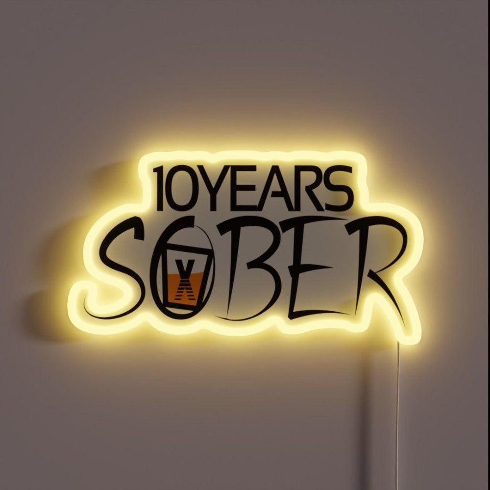 10 Years Sober Sober Life Rgb Led Neon Sign - Shineneon