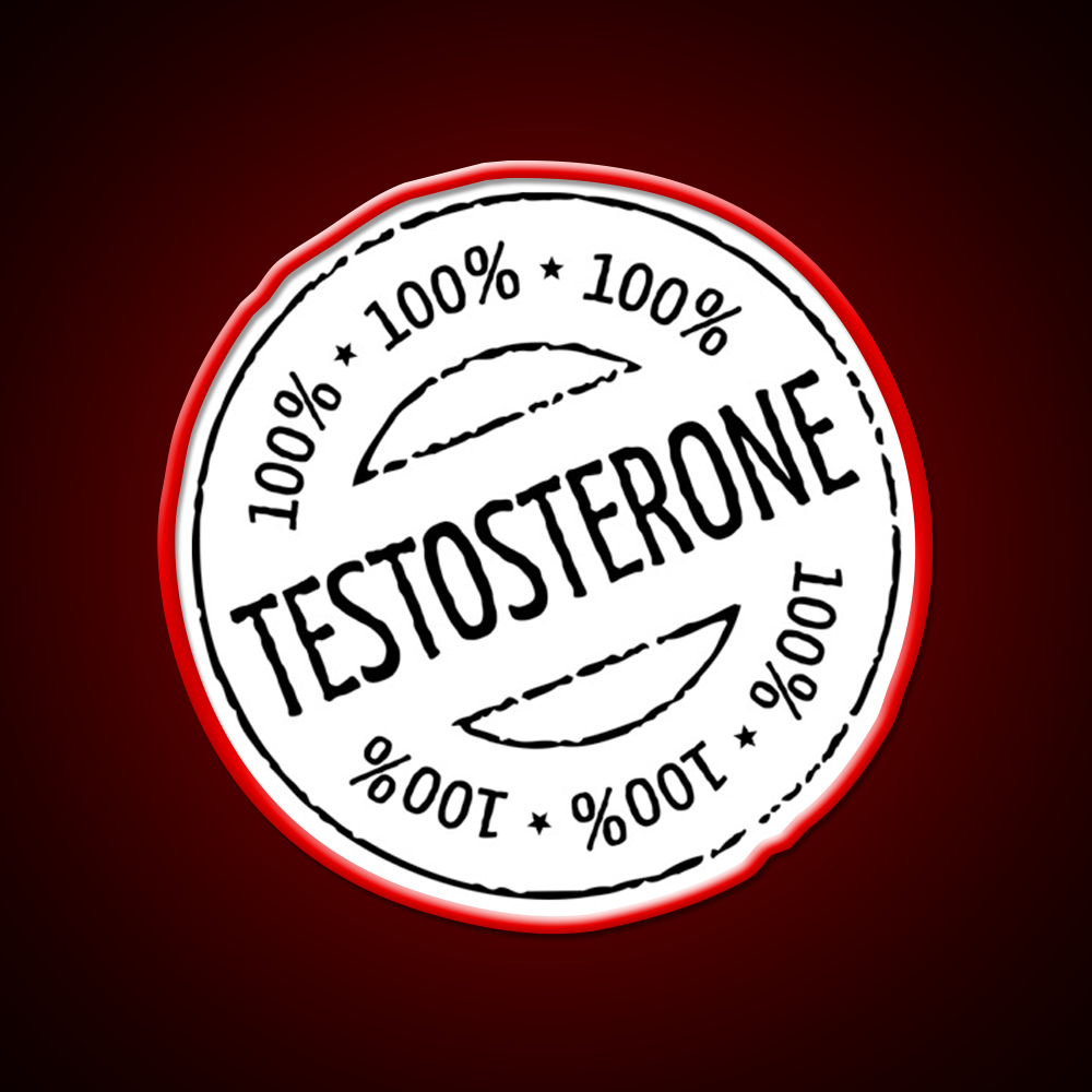 100 Persent Testosterone Stamp Black Gym Fitness Led Neon Sign Rgb Color
