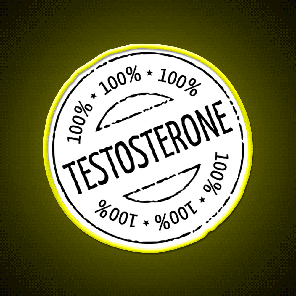 100 Persent Testosterone Stamp Black Gym Fitness Led Neon Sign Rgb Color