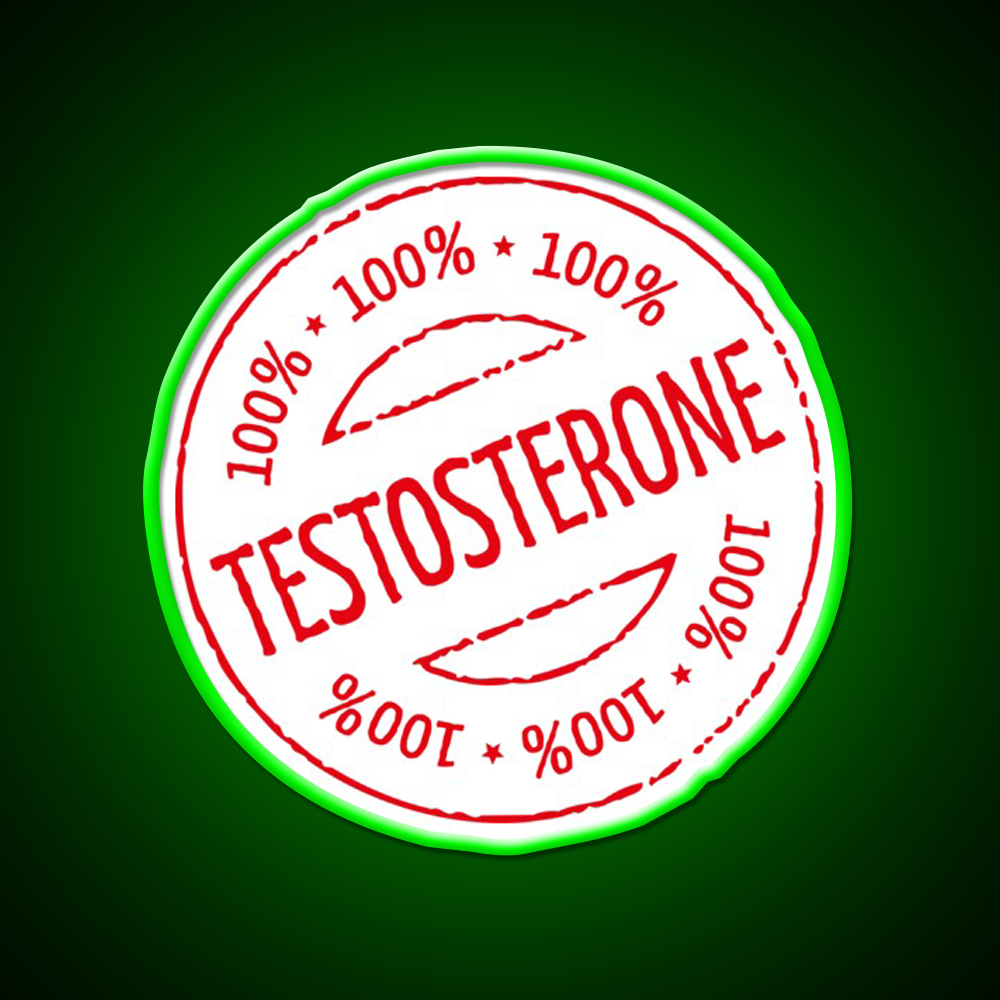 100 Persent Testosterone Stamp Red Gym Fitness Led Neon Sign Rgb Color