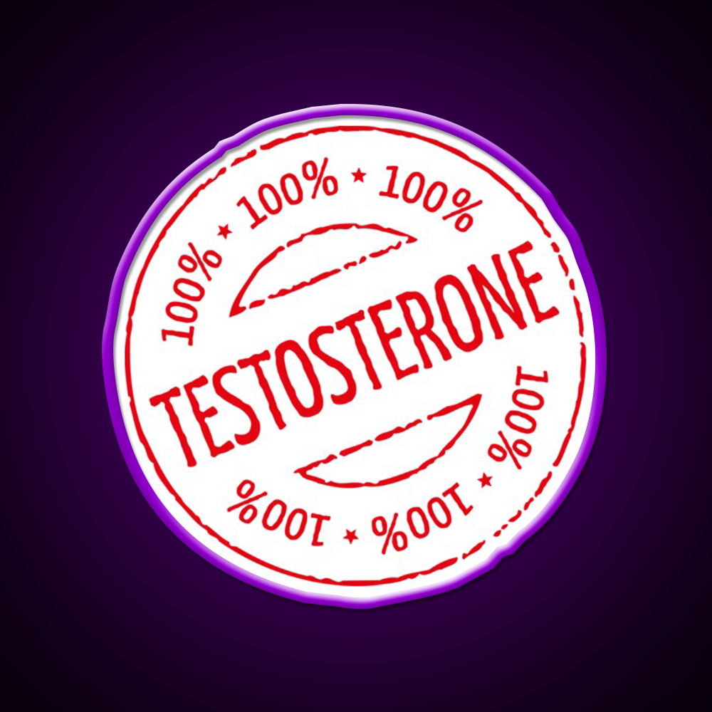 100 Persent Testosterone Stamp Red Gym Fitness Led Neon Sign Rgb Color