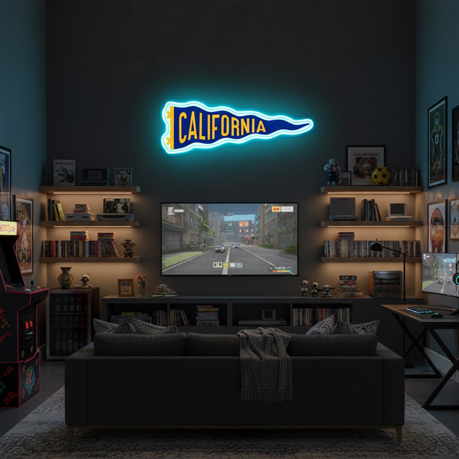 ShineNeon™ California Pennant LED Neon Sign - Retro Wall Decor for Dorm Bar Garage (USB Powered)