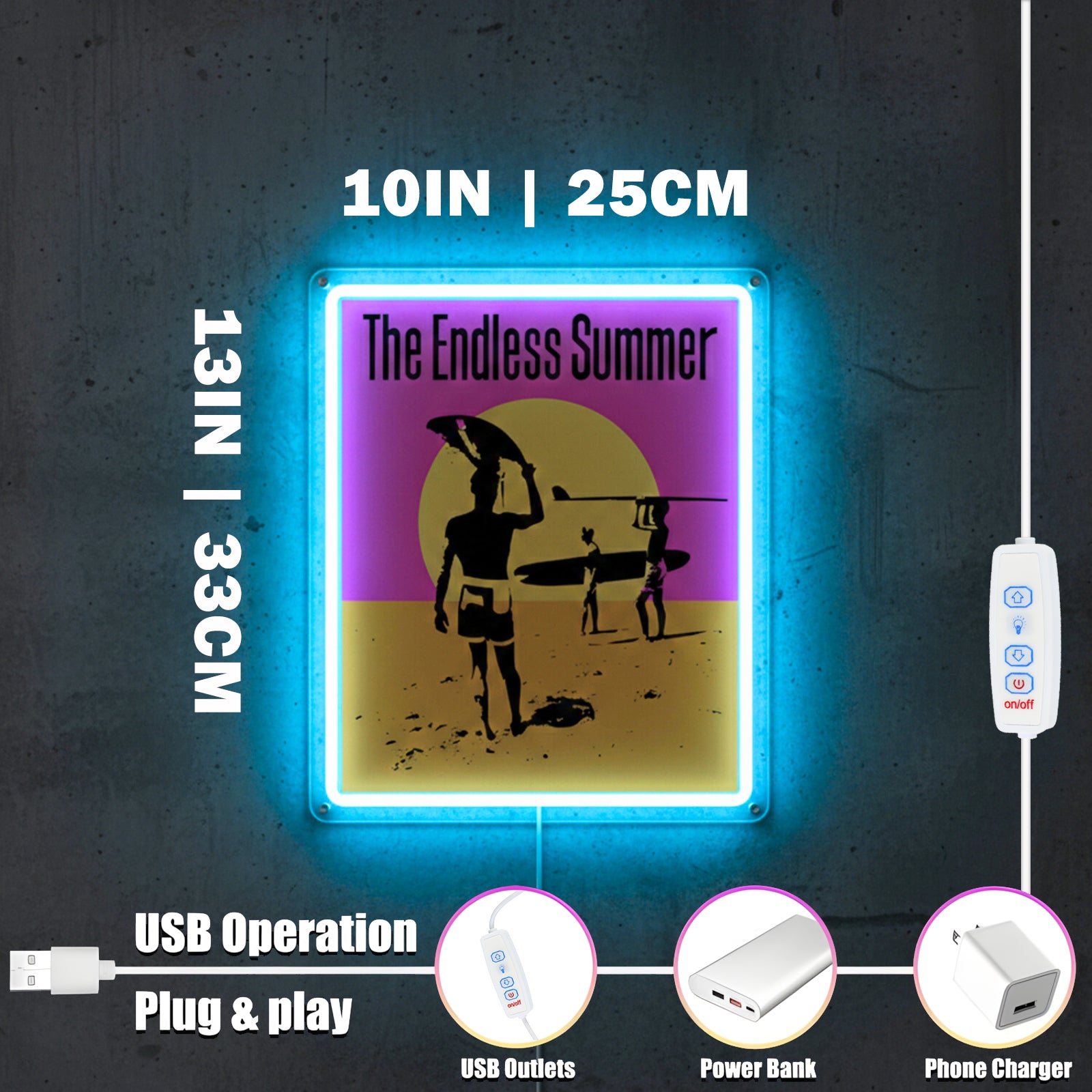 ShineNeon™ The Endless Summer LED Neon Sign - Retro Surf Beach Vibe Wall Decor (USB Powered)