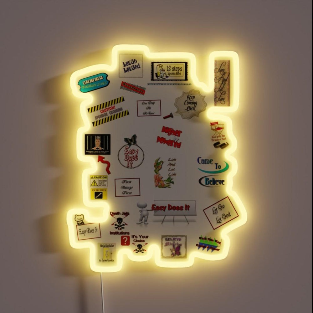 12 Step Slogans Recovery Collage Rgb Led Neon Sign