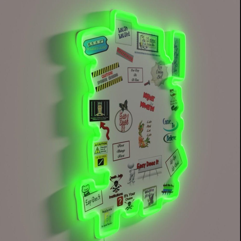12 Step Slogans Recovery Collage Rgb Led Neon Sign - Shineneon