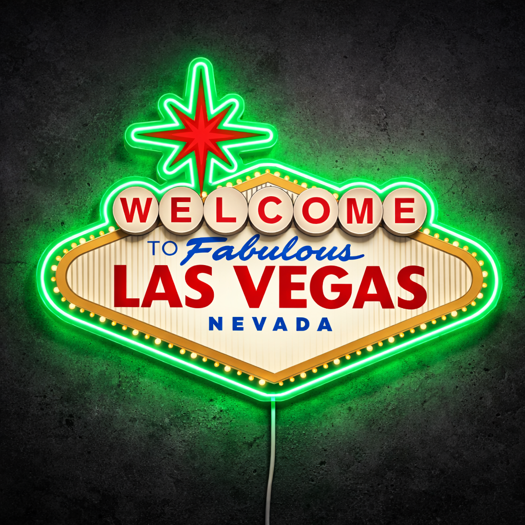 ShineNeon™ Welcome to Fabulous Las Vegas LED Neon Sign - Nevada Landmark Decor USB Powered