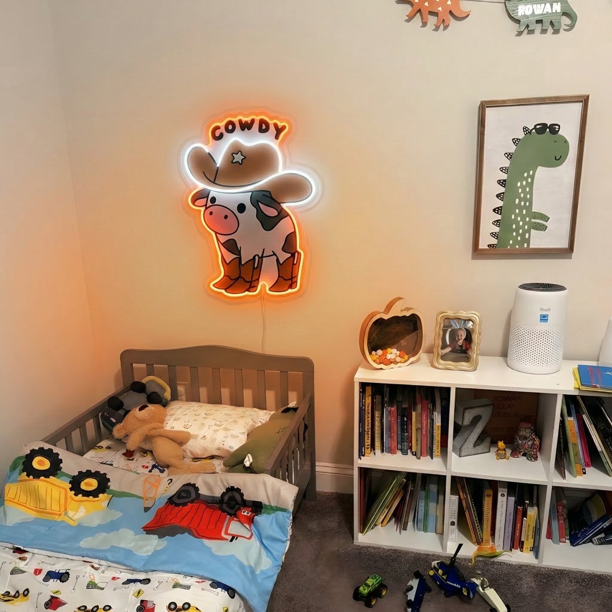 ShineNeon™ Cowdy Cow LED Neon Sign Western Cowboy Boots Room Decor USB Power
