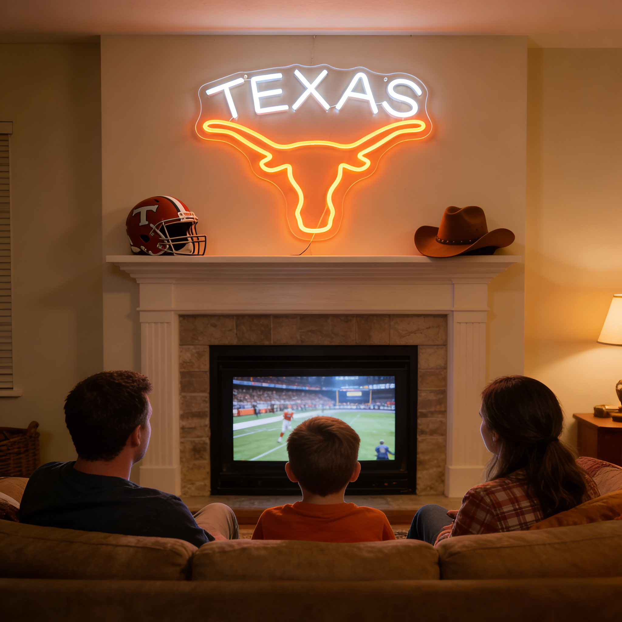 Texas Longhorn USB LED Neon Sign for Bar Game Room & Man Cave Wall Decor