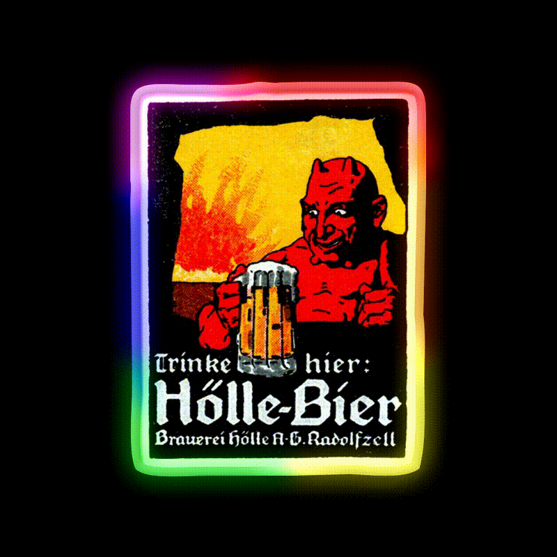 1905 Beer Drinking Devil Beer Bar Decor Led Neon Sign Rgb Color