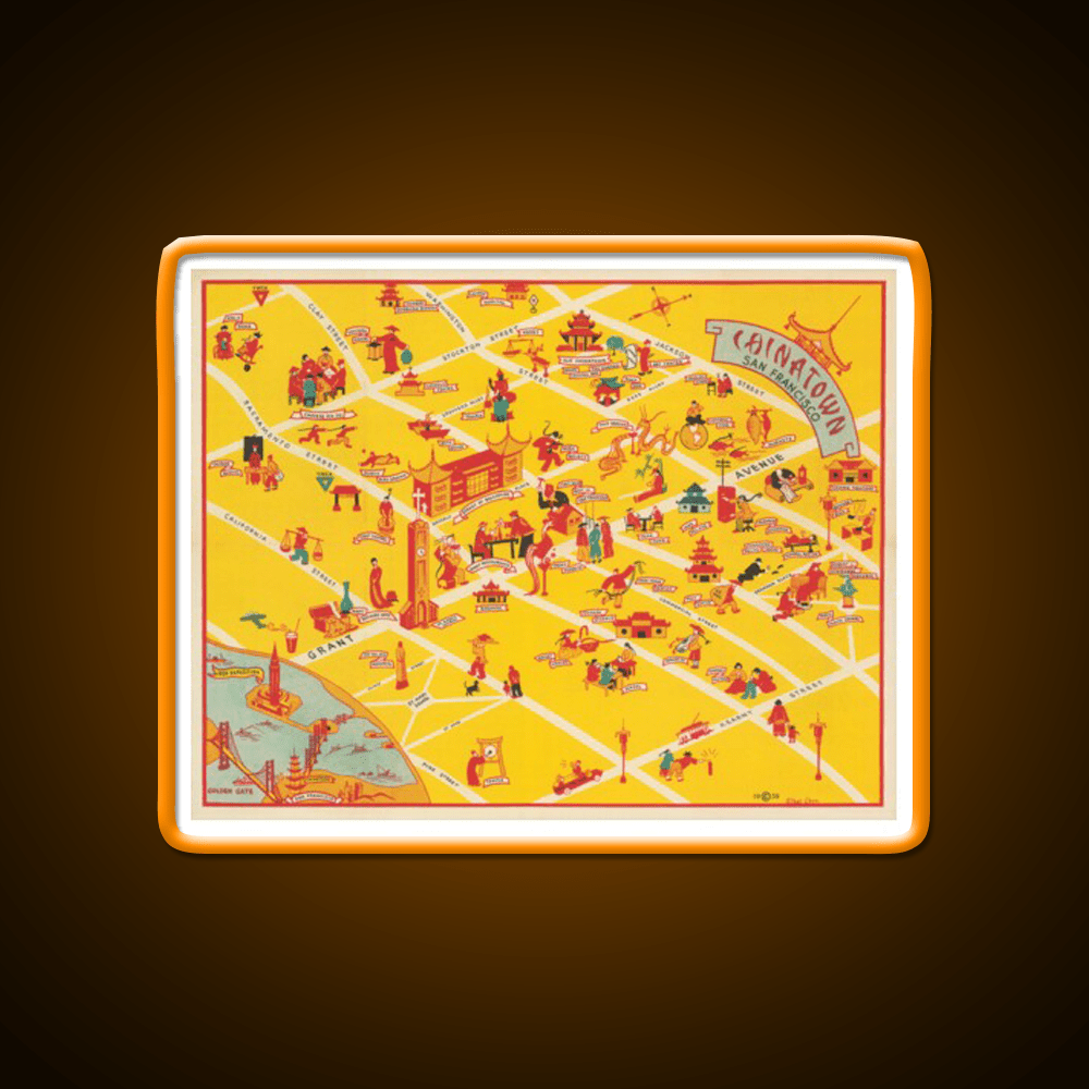 1939 Map Of Chinatown In San Francisco Asian Cultural Led Neon Sign Rgb Color - Shineneon