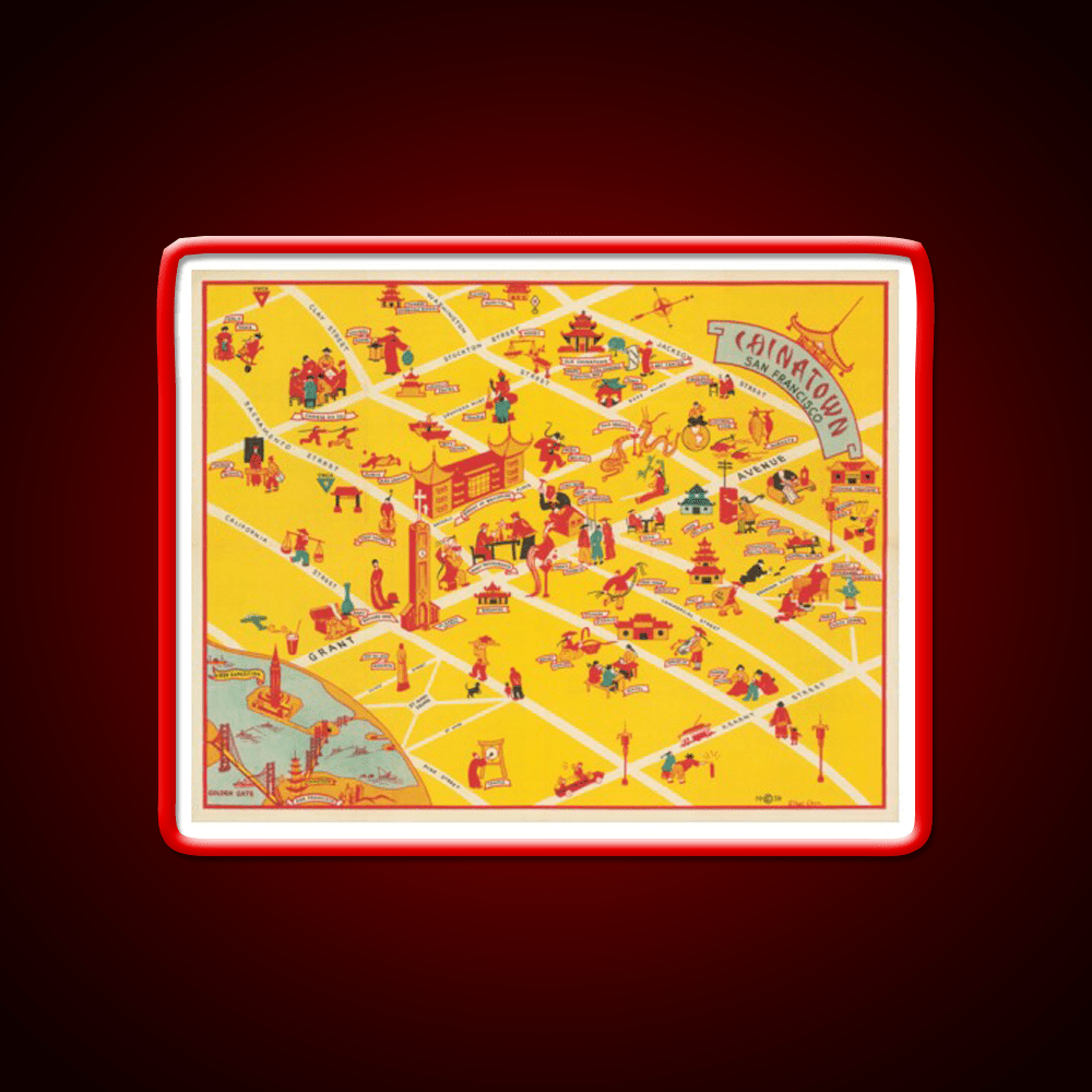 1939 Map Of Chinatown In San Francisco Asian Cultural Led Neon Sign Rgb Color - Shineneon