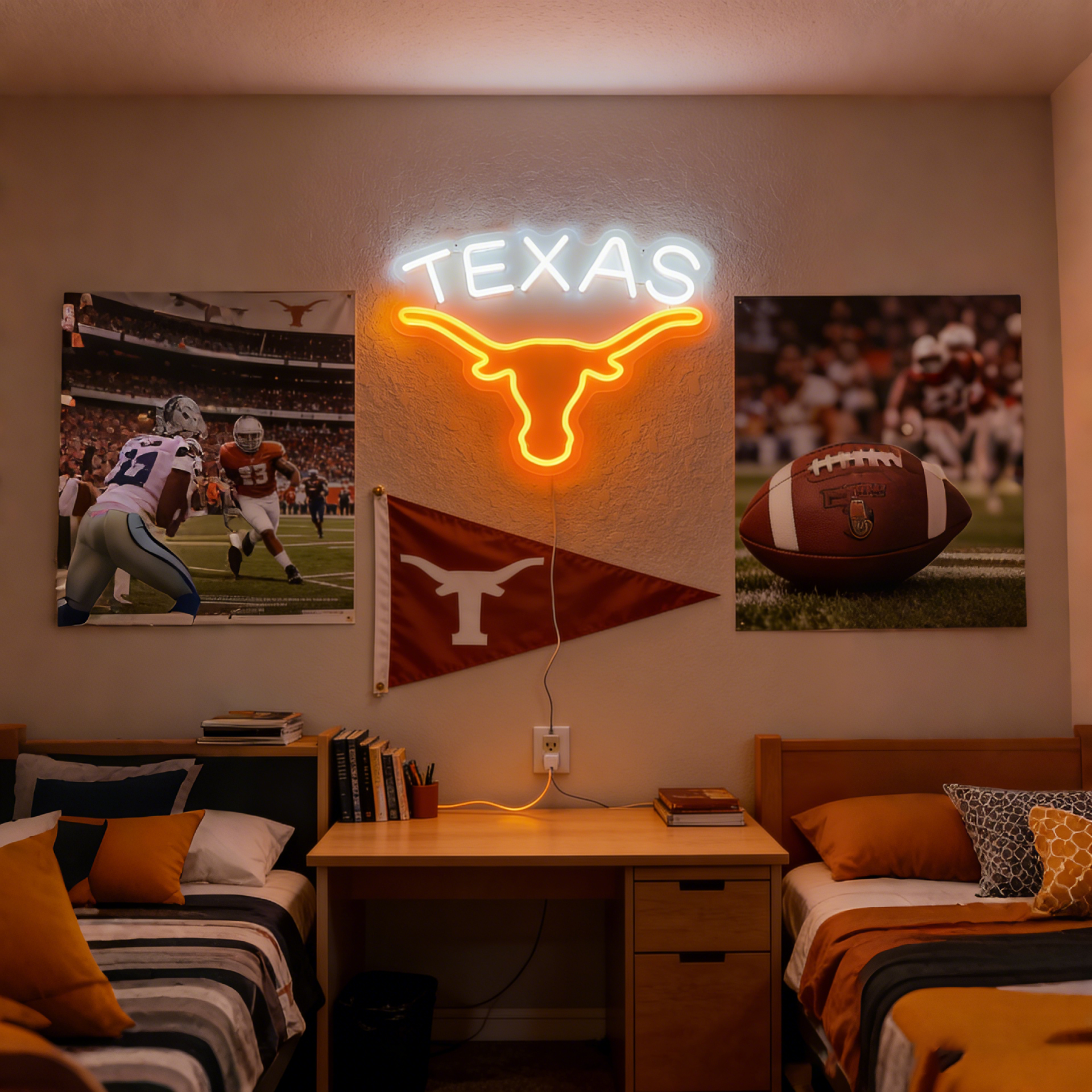 Texas Longhorn USB LED Neon Sign for Bar Game Room & Man Cave Wall Decor