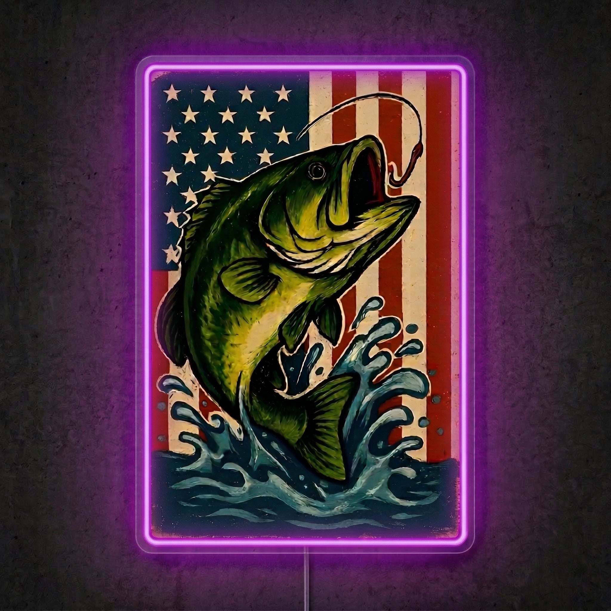 ShineNeon™ Patriotic Bass Flag neon sign USB Power - LED neon sign view 7