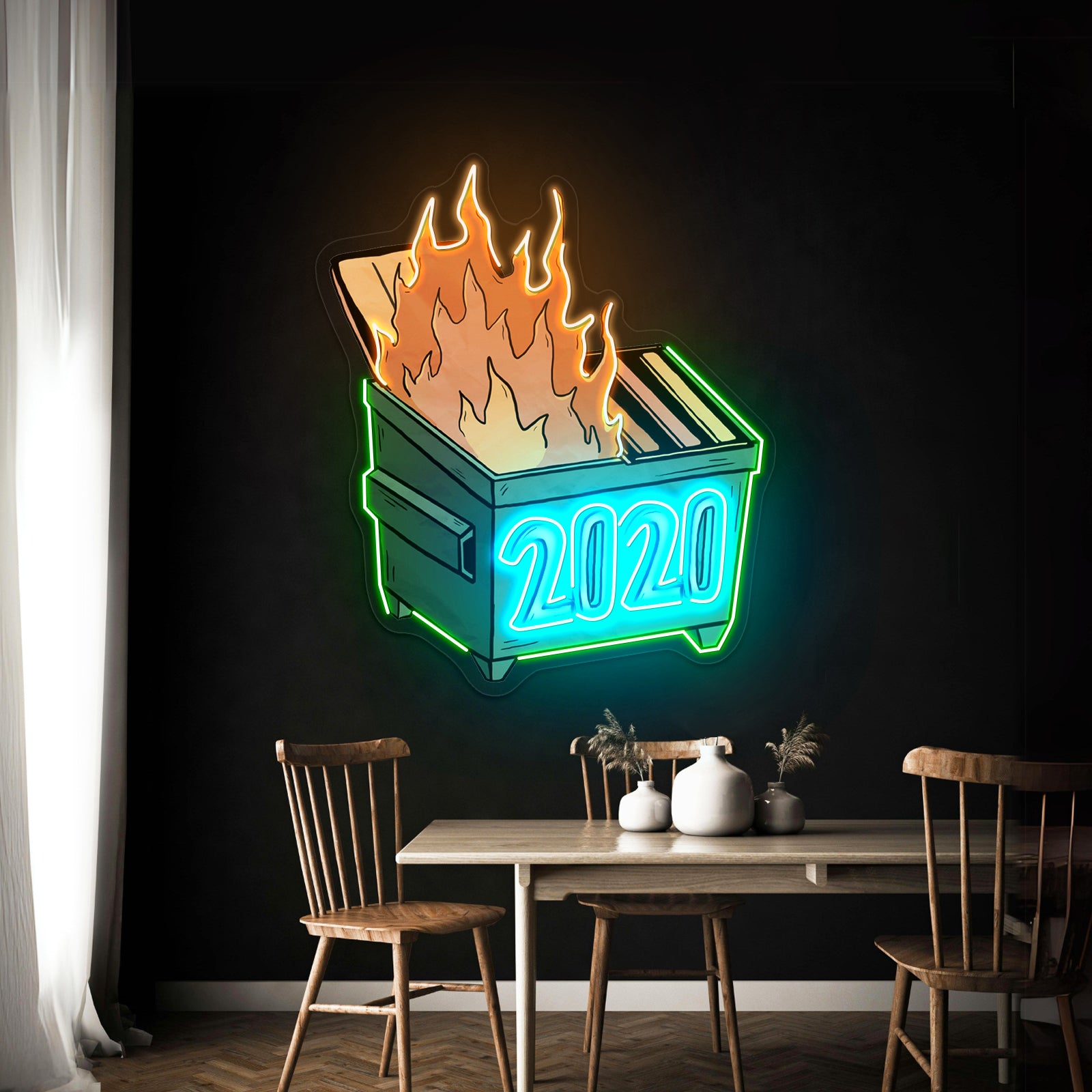 2020 Dumpster Fire Neon Signs For Neon Wall Signs Artwork