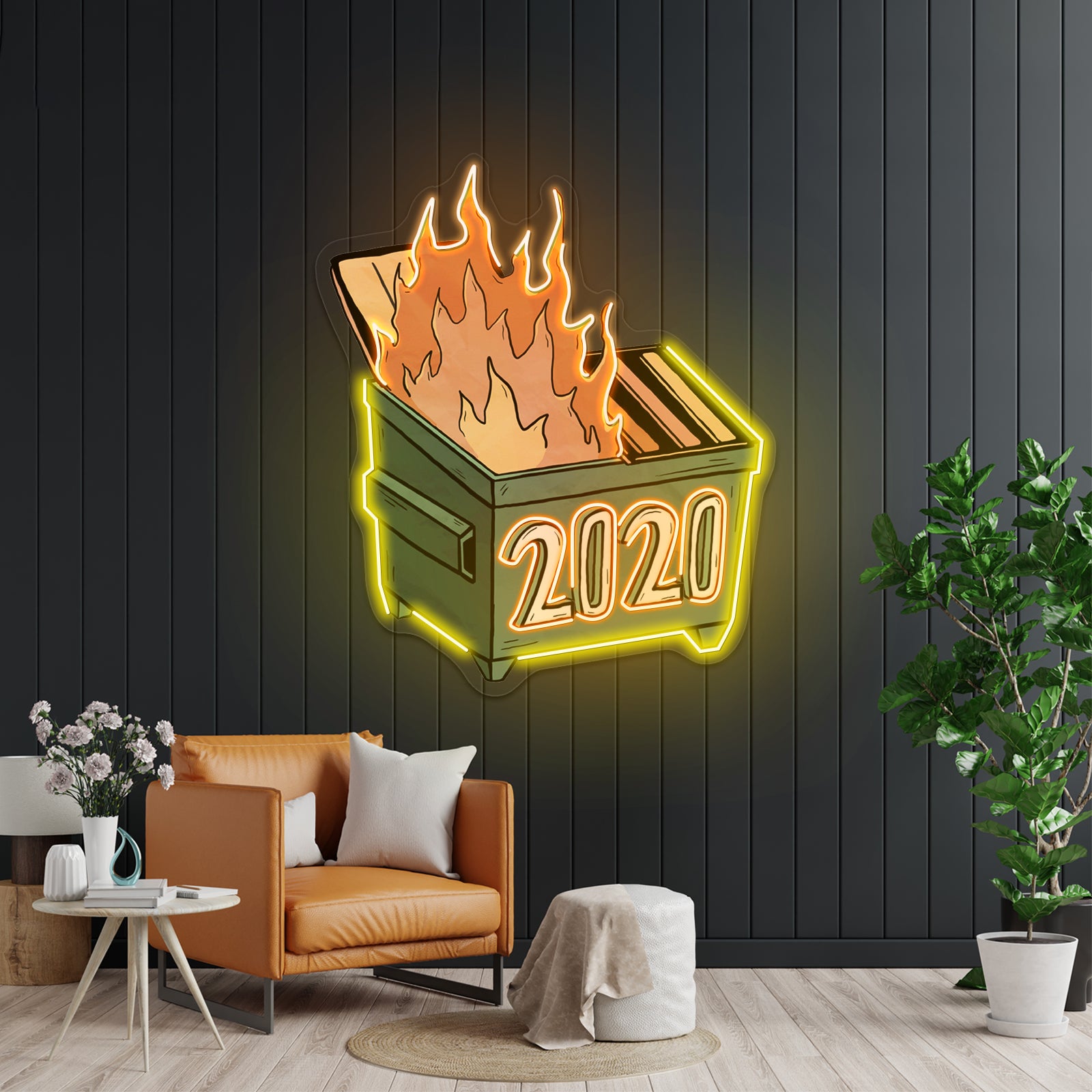 2020 Dumpster Fire Neon Signs For Neon Wall Signs Artwork