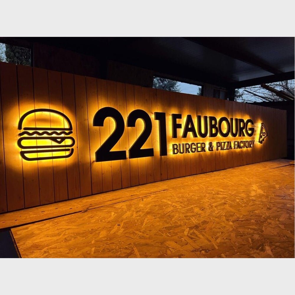 221 Faubourg Burger Pizza Factory 3D Backlit Channel Letters Led Light Sign - Shineneon