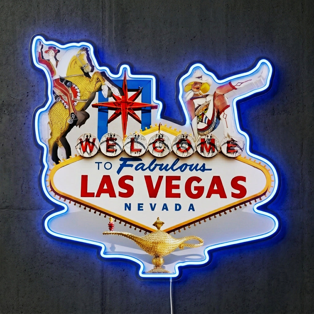 ShineNeon™ Las Vegas Western Icons neon sign USB Power - Size and dimension reference