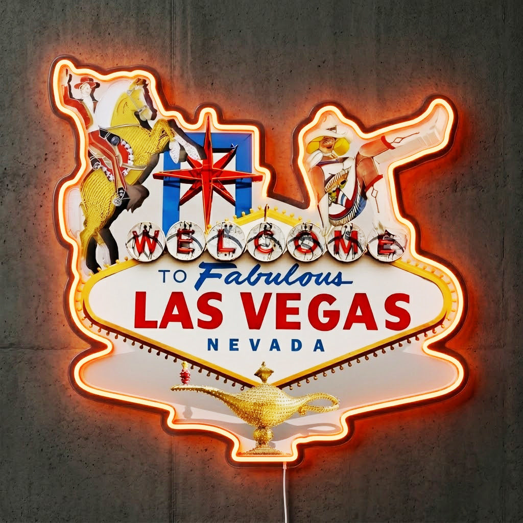 ShineNeon™ Las Vegas Western Icons neon sign USB Power - LED neon sign close-up detail
