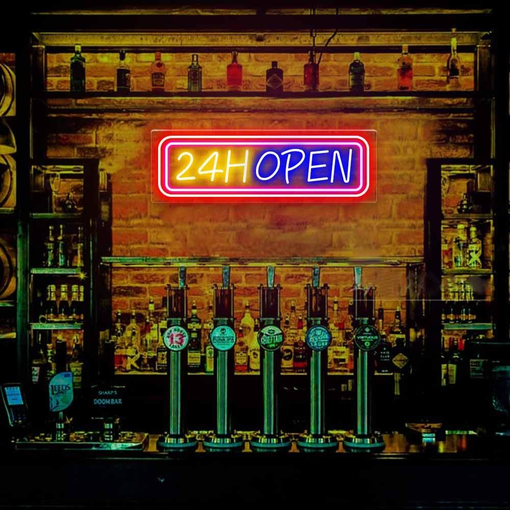 24h Open Tri-Color Led Neon Sign For Cafe Bar Commercial | Shineneon