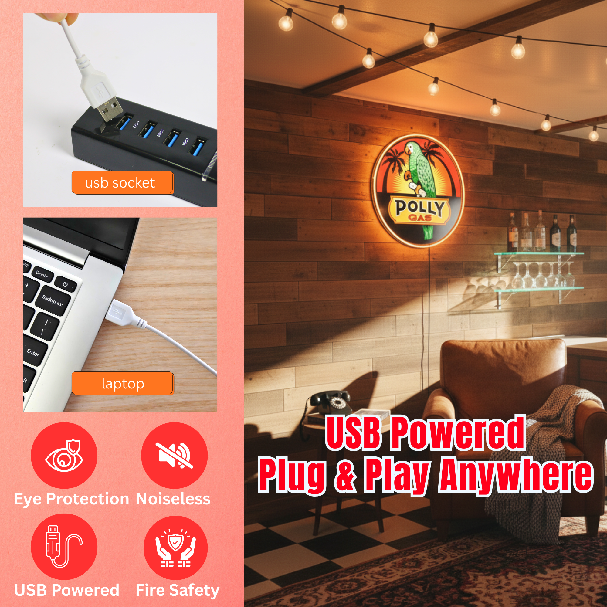 ShineNeon™ Sunset Parrot Glow | Retro Coastal Gas Station Neon Sign