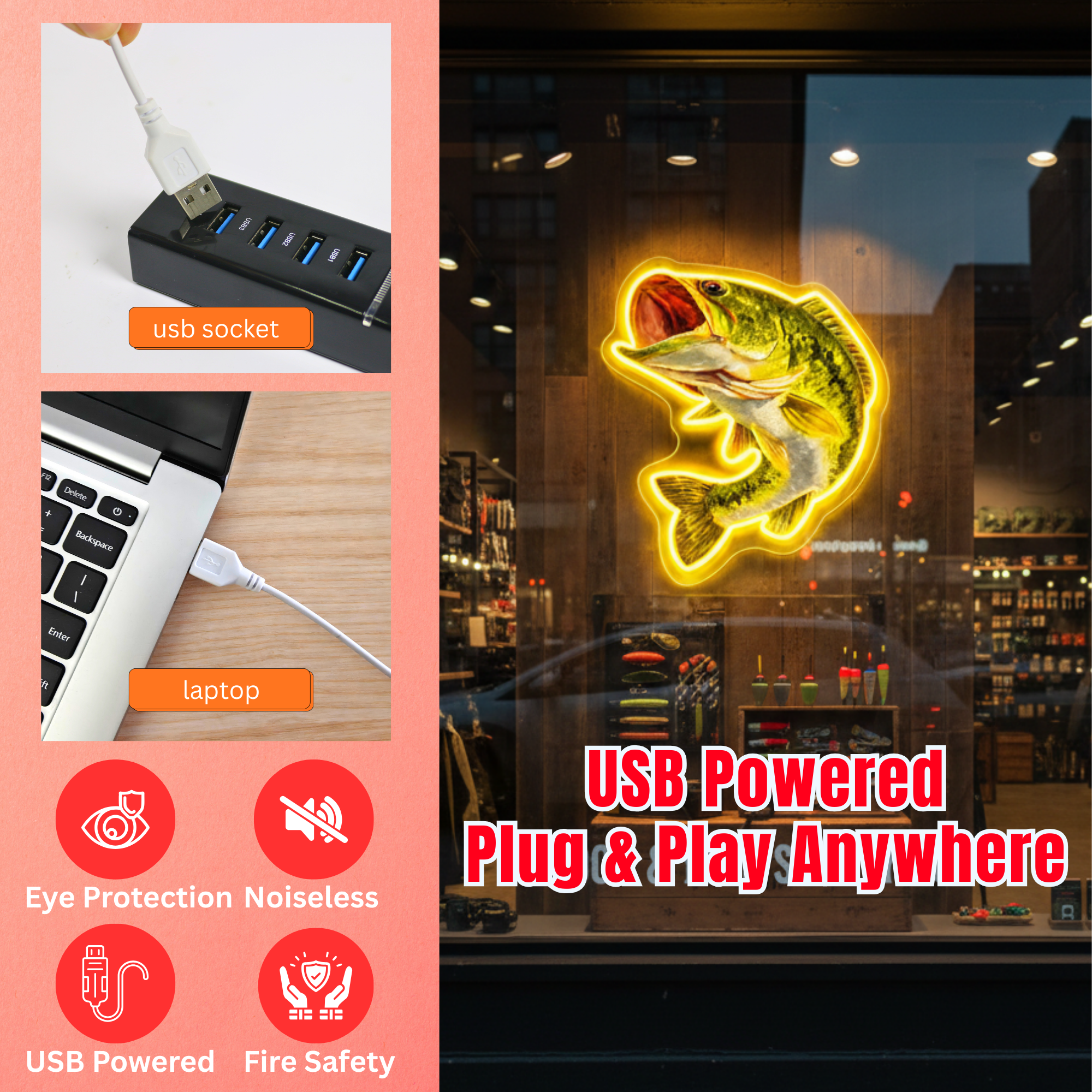 ShineNeon™ Largemouth Bass Fishing LED Neon Sign - Vivid Angler Cave bar & Cabin Wall Decor