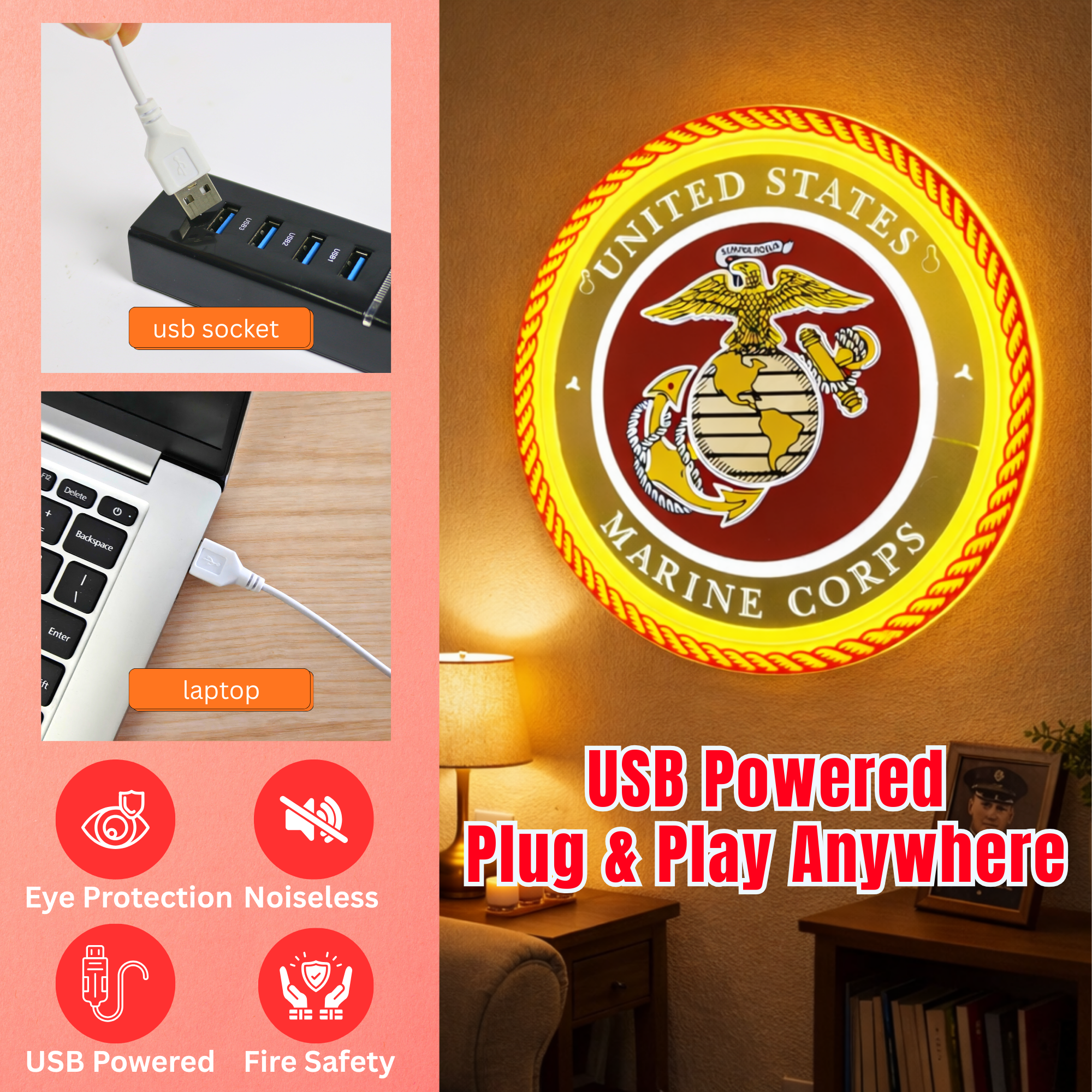 ShineNeon™ Semper Fi Legacy LED Neon Sign – Gold & Red Patriotic Light for Man Cave