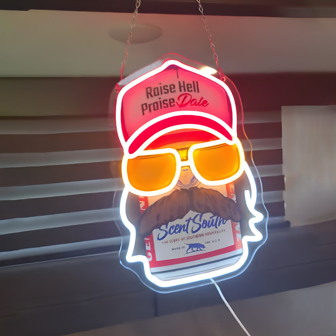Bearded Racing Guy USB Led Neon Sign for Boys Room Man Cave Game Room & Birthday Gifts