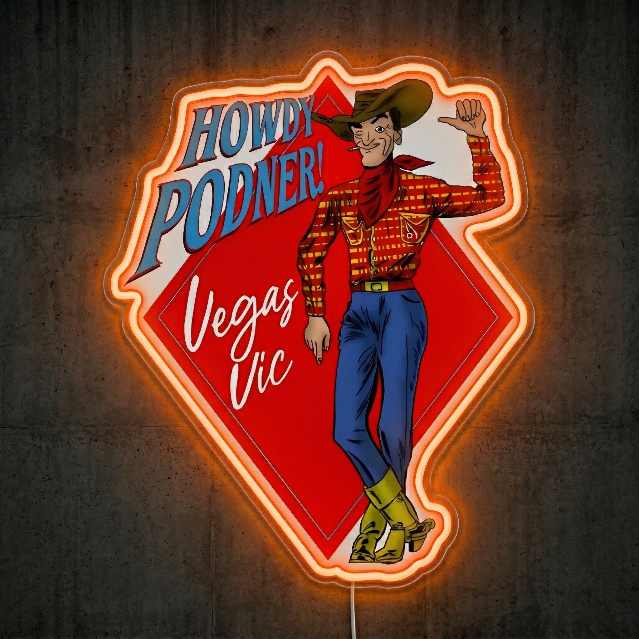 ShineNeon™ Nevada Cowgirl Glow neon sign USB Power - LED neon sign close-up detail