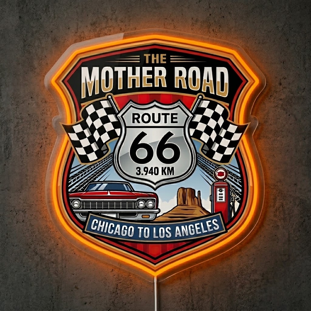 ShineNeon™ Mother Road Route 66 neon sign USB Power - Custom LED neon sign front view
