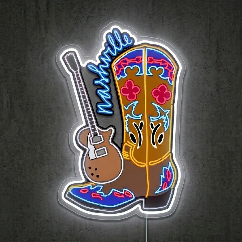 ShineNeon™ Cowboy Boot Guitar neon sign USB Power - LED neon sign view 8