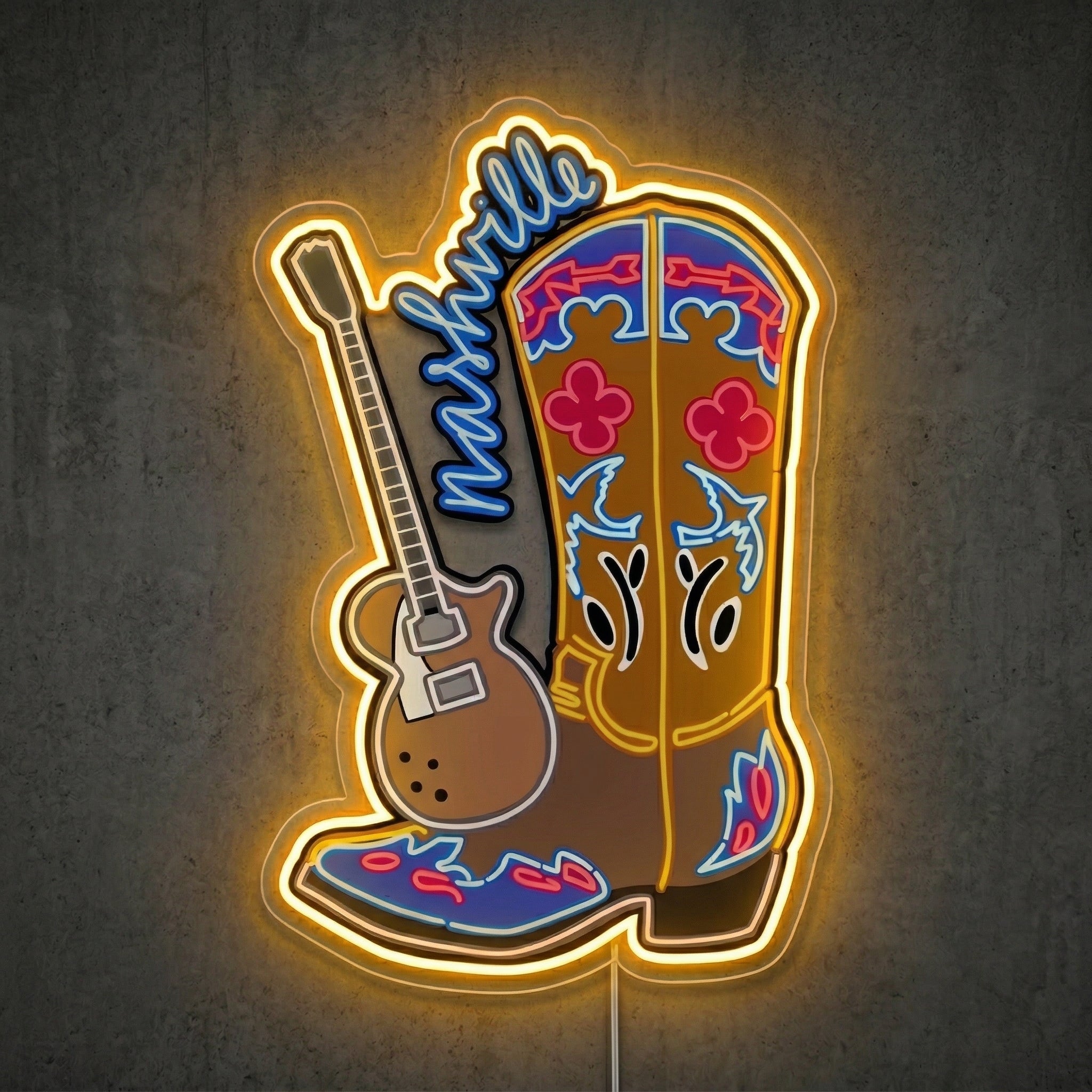 ShineNeon™ Cowboy Boot Guitar neon sign USB Power - LED neon sign view 5