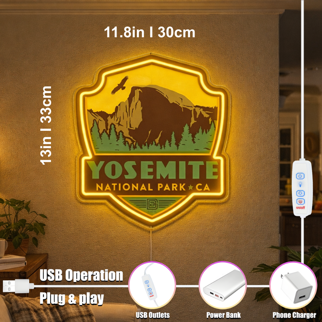 ShineNeon™ Yosemite National Park LED Neon Sign - Half Dome Nature Vibe Wall Decor for Bedroom Man Cave & Gift