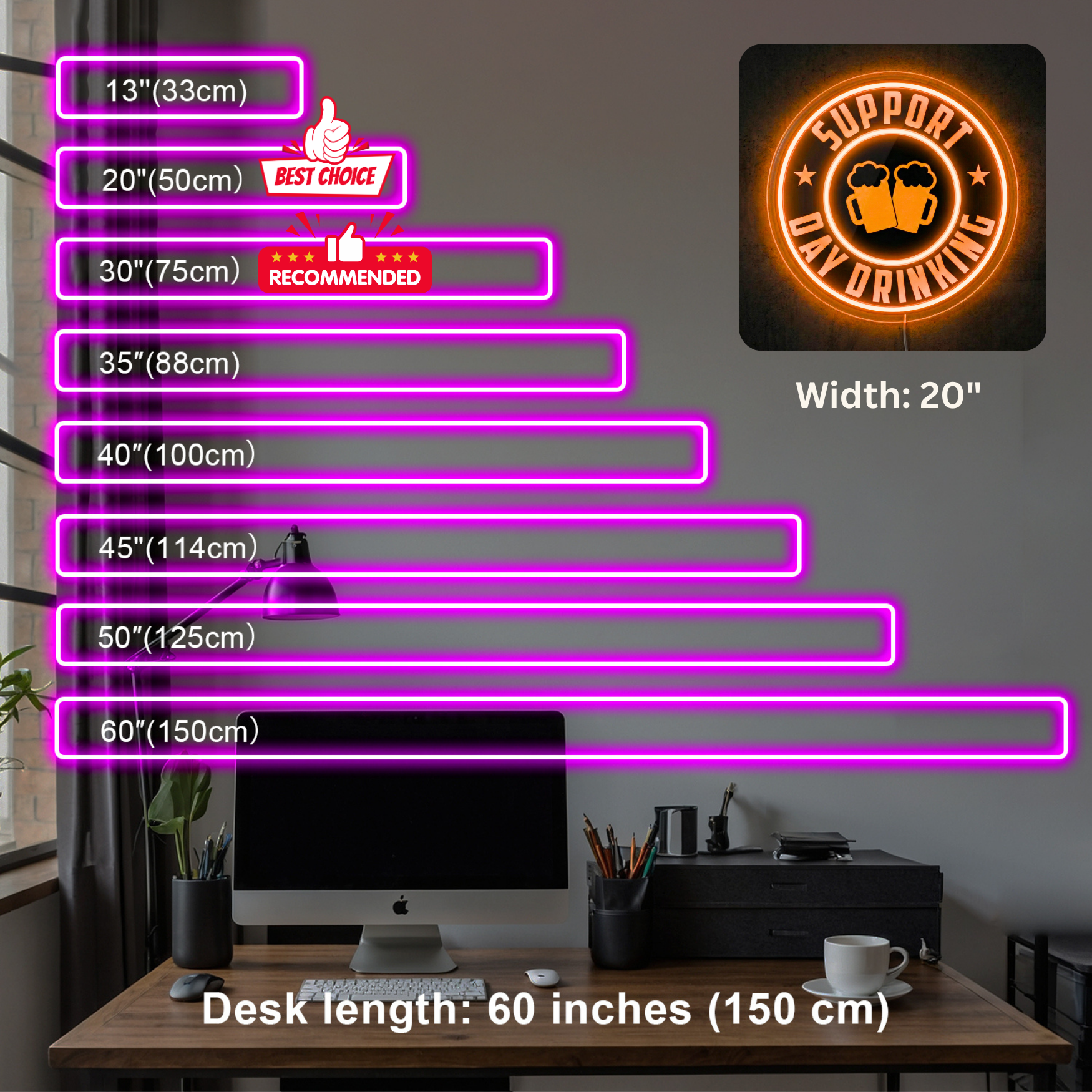 ShineNeon™ Support Day Drinking LED Neon Sign Beer Bar Decor Man Cave USB Powered