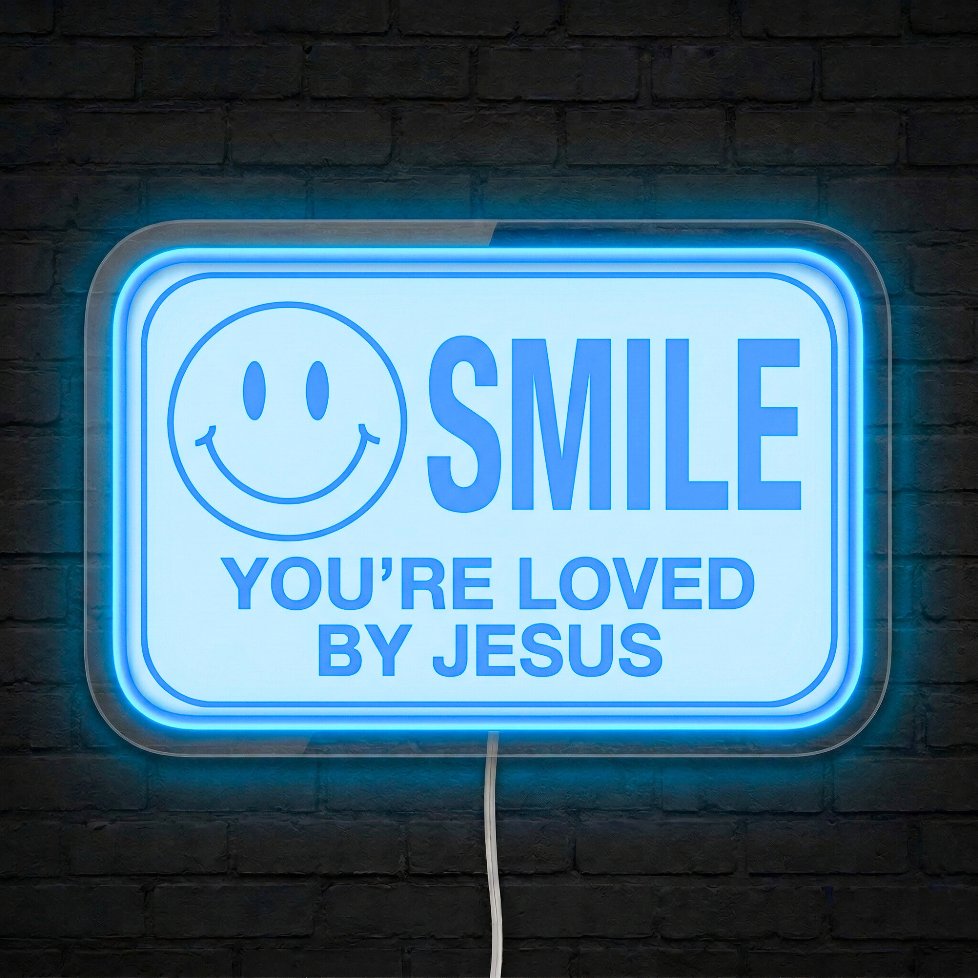 ShineNeon™ Jesus Loves You Smile LED Neon Sign Home Wall Faith Decor USB Powered