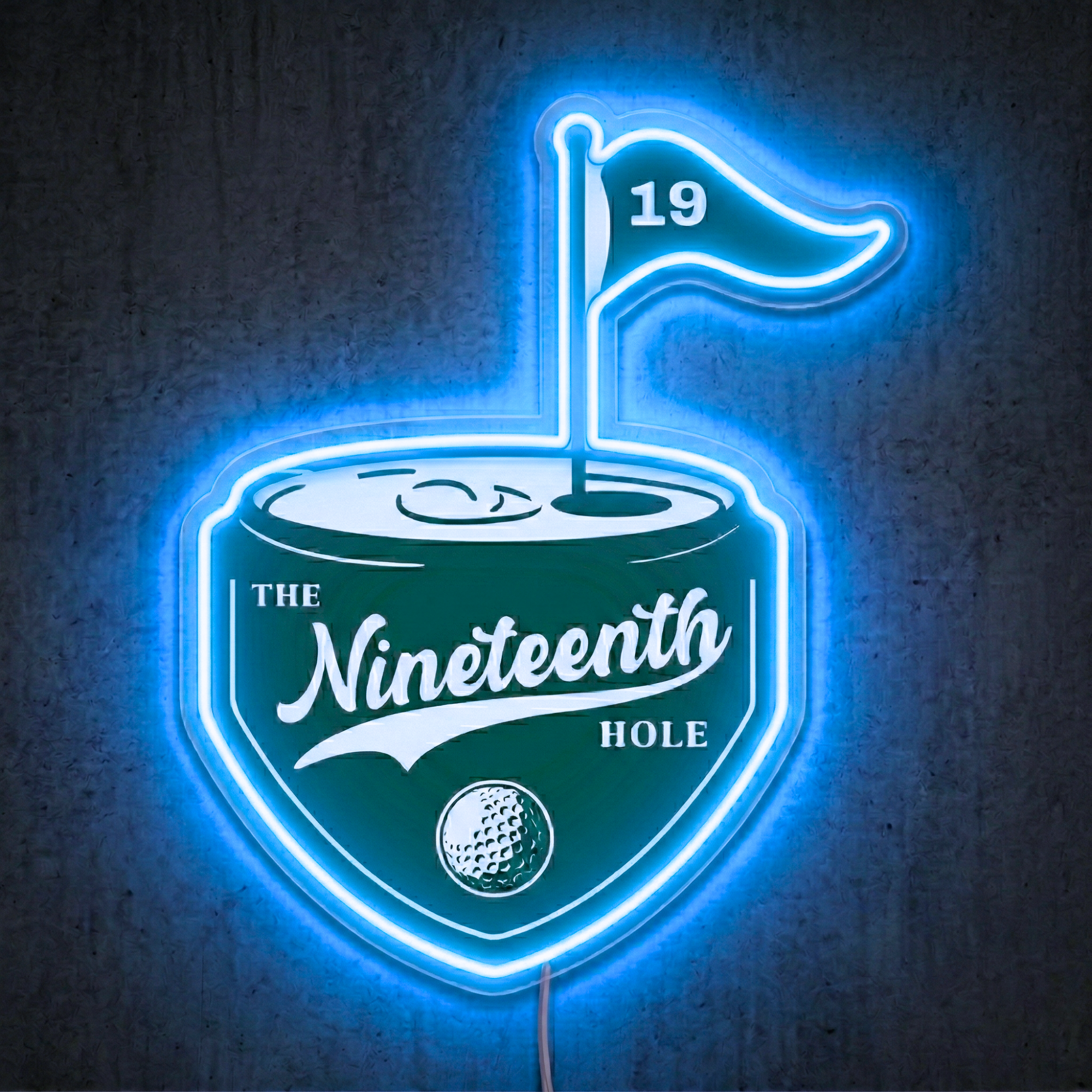 ShineNeon™ The 19th Hole Golf LED Neon Sign Green Pub Decor Bar Wall Art USB Powered