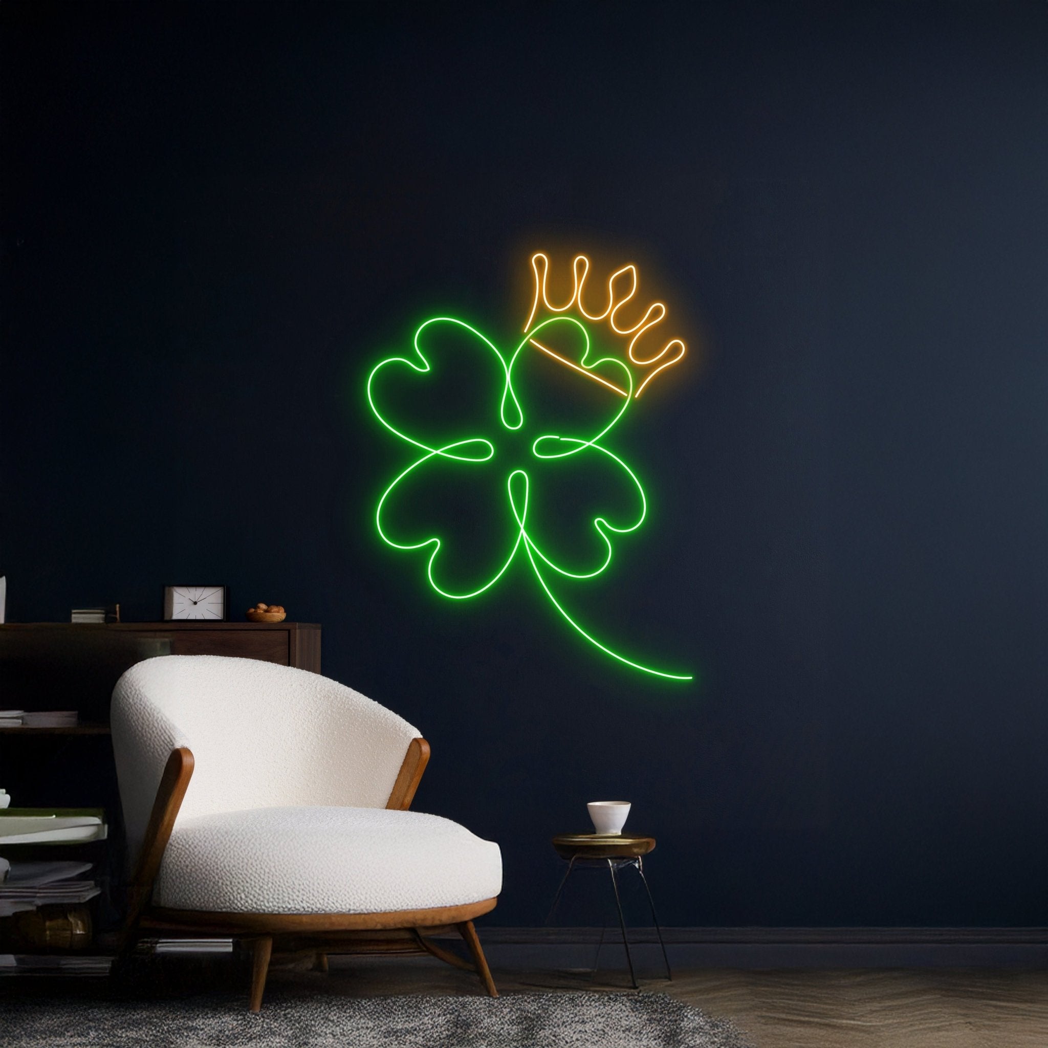4 Leaf Clover Crown Neon Sign - Shineneon