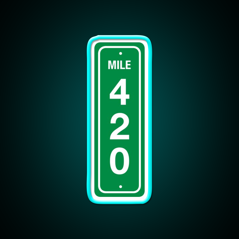 420 Mile Marker B Hemp Inspired Green Leaf Led Neon Sign Rgb Color - Size and dimension reference