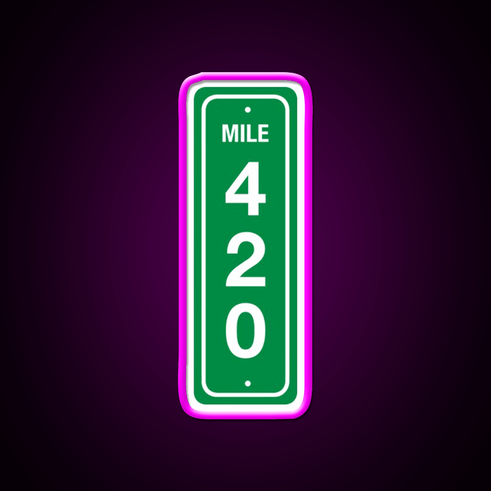420 Mile Marker B Hemp Inspired Green Leaf Led Neon Sign Rgb Color - Shineneon