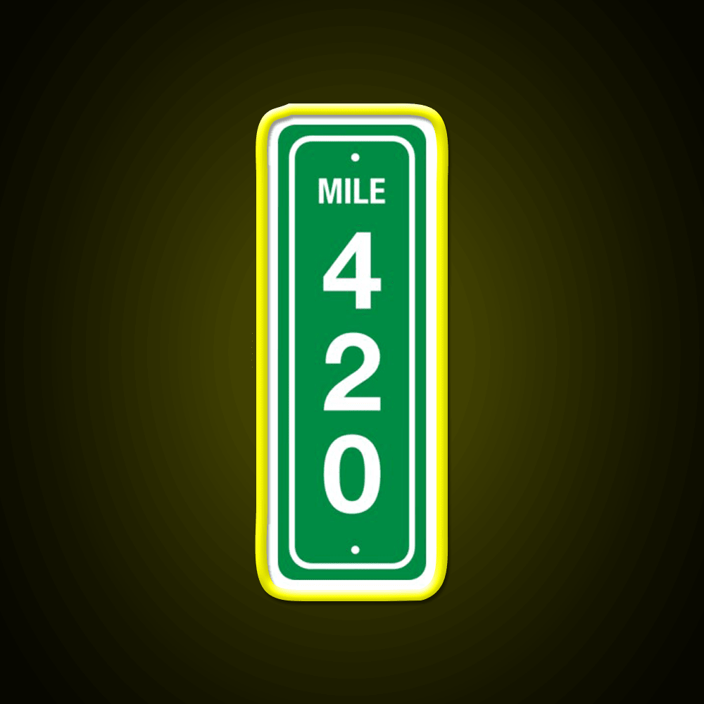 420 Mile Marker B Hemp Inspired Green Leaf Led Neon Sign Rgb Color - Shineneon
