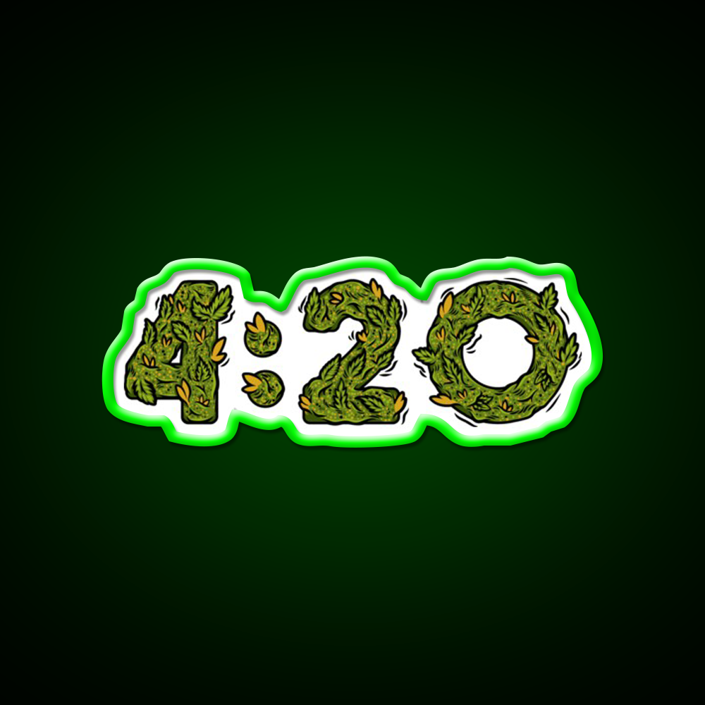 420 Weed Illustration Hemp Inspired Green Leaf Led Neon Sign Rgb Color