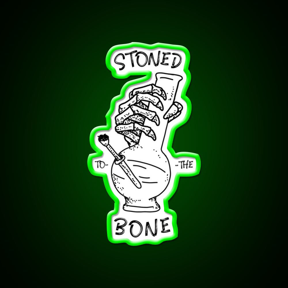 420 Weed Skeleton Holding Hemp Inspired Green Leaf Led Neon Sign Rgb Color - LED neon sign view 8