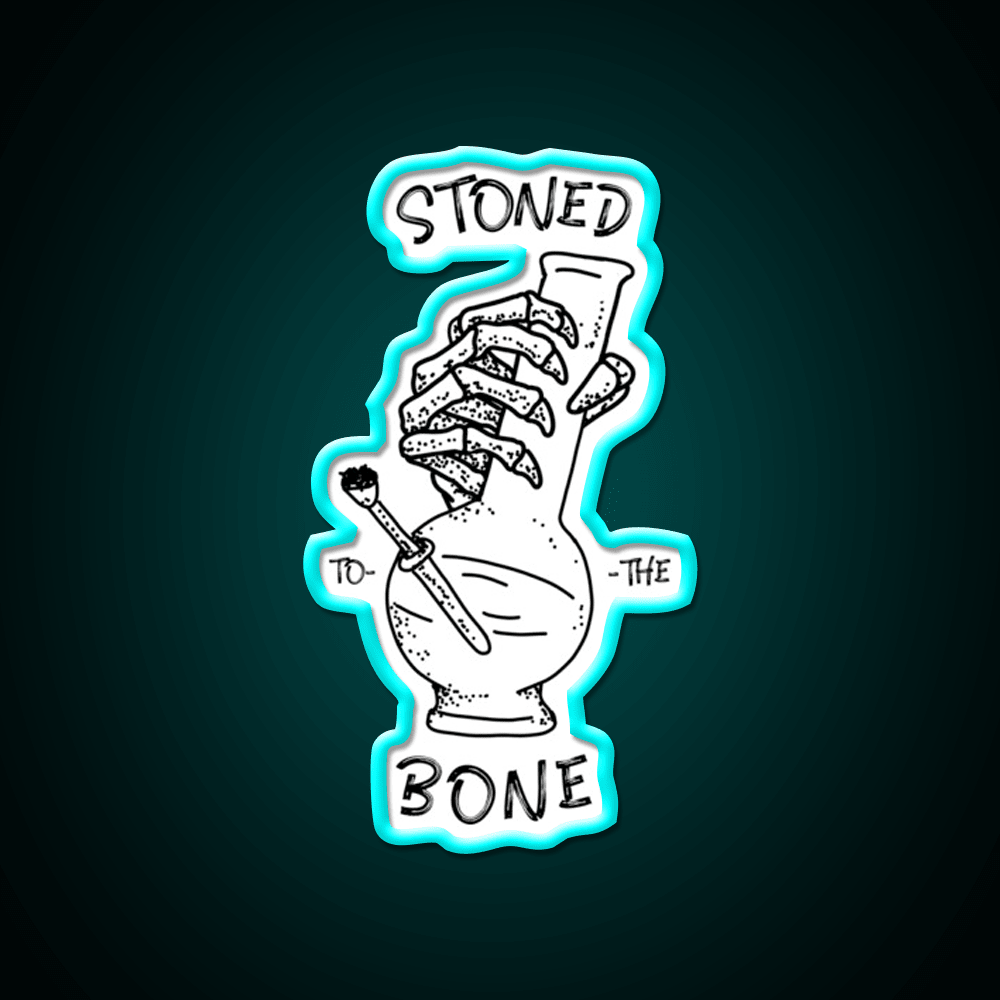 420 Weed Skeleton Holding Hemp Inspired Green Leaf Led Neon Sign Rgb Color - Shineneon
