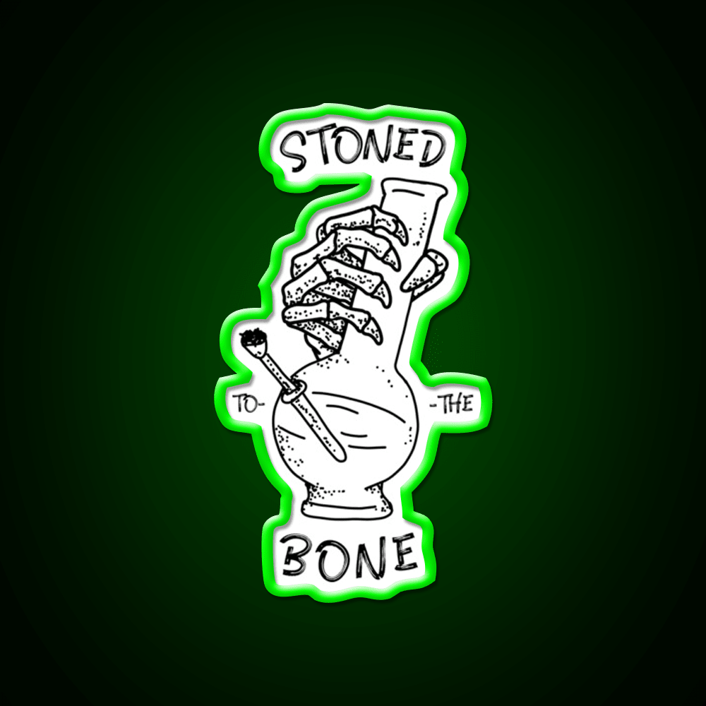 420 Weed Skeleton Holding Hemp Inspired Green Leaf Led Neon Sign Rgb Color - Shineneon
